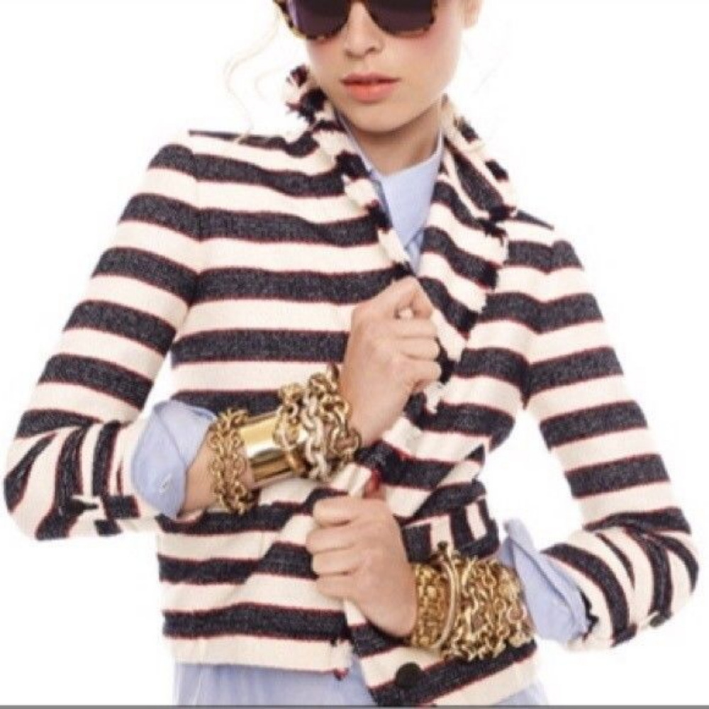 J CREW NWT Cotton-Blend 'Legion' Striped Jacke/Blazer - Picture 2 of 9